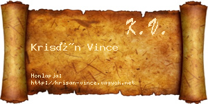 Krisán Vince névjegykártya